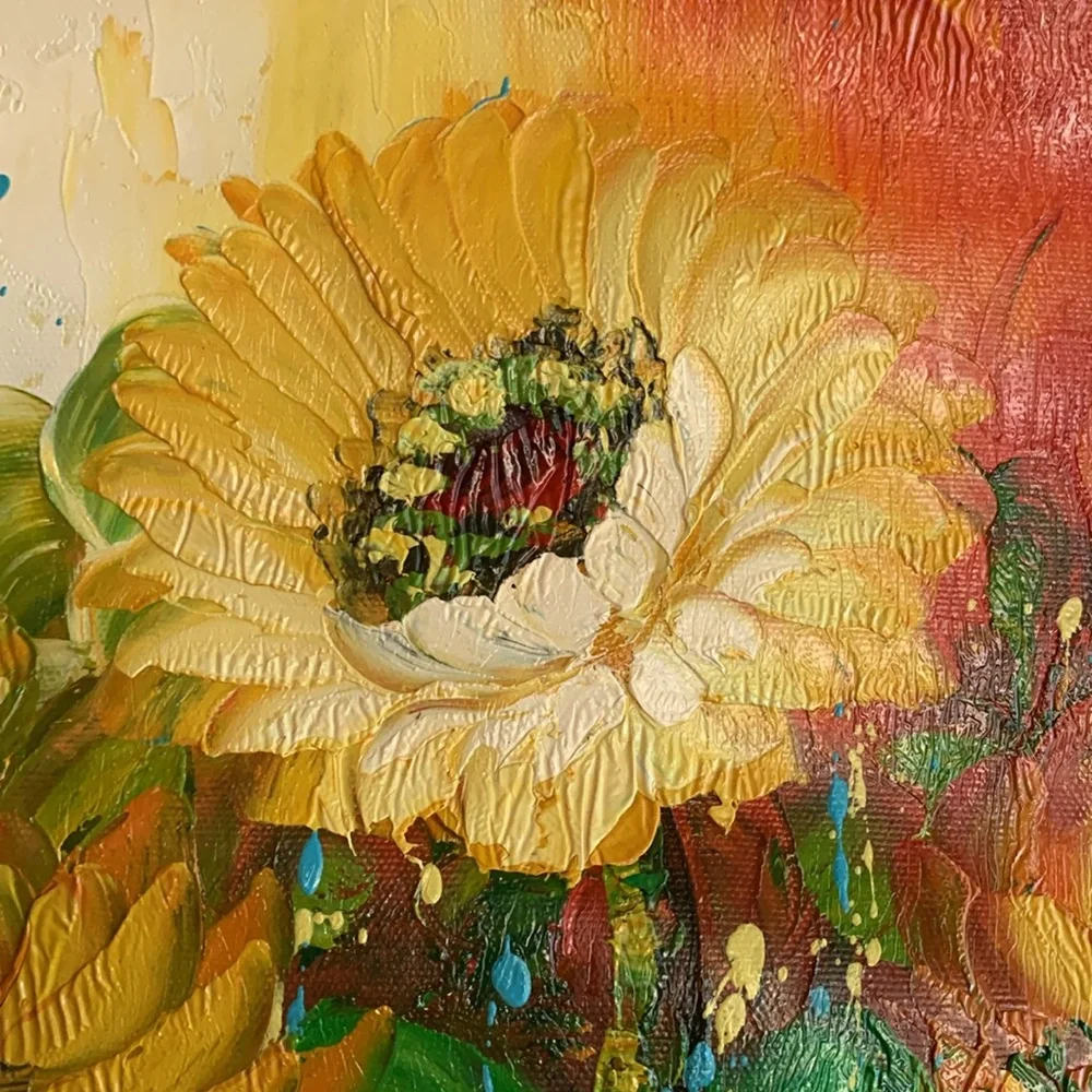 Beautiful floral original oil painting. Approximately 9” x 10 1/2” - Picture 2 of 6